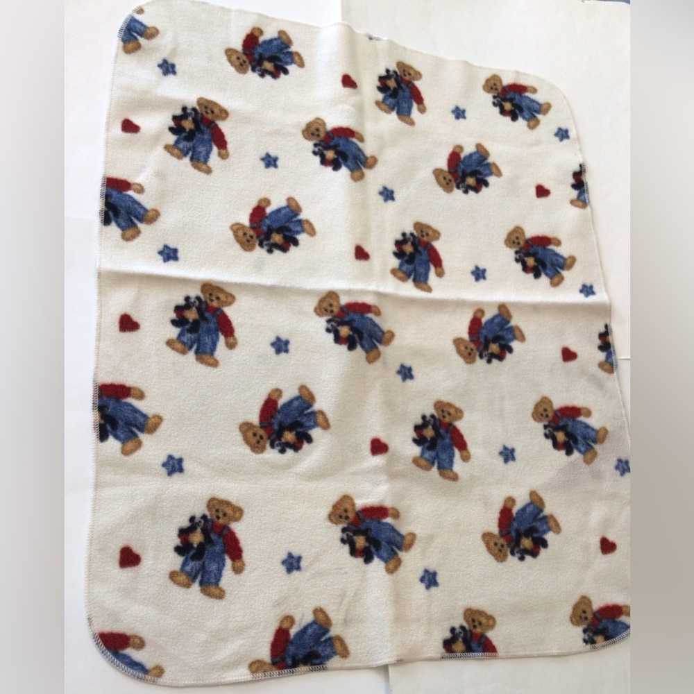 Welcome World BJT Blue Jean Teddy Bear Panda Baby Blanket Heart Stars Vintage